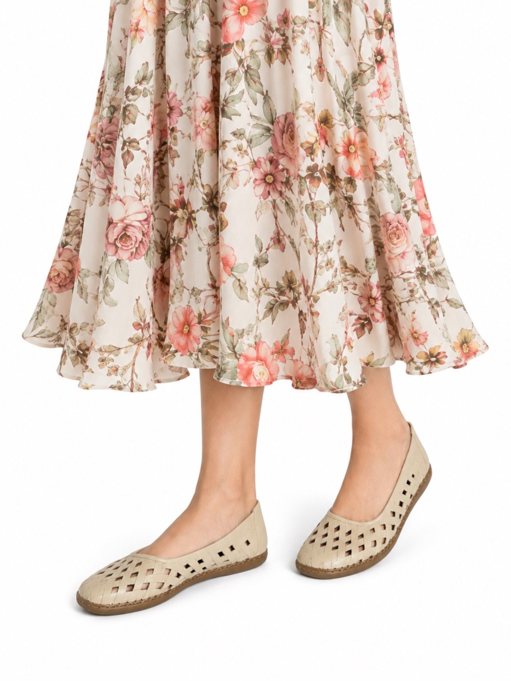 Size 8 (EU 39) Rieker Antistress Women’s Woven Leather Ballet Flats Beige